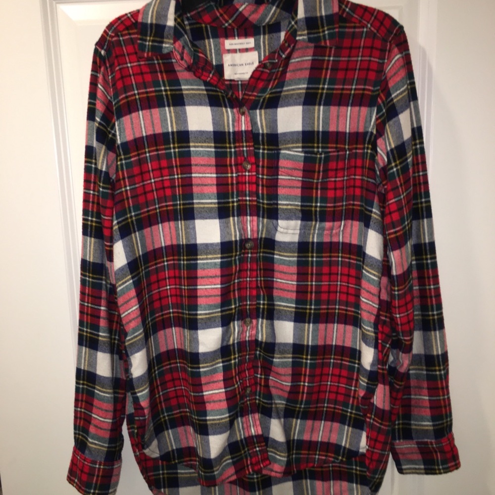 XS Plaid American Eagle Long-Sleeve Top